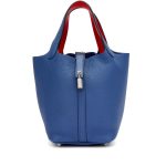 Hermès Bleu Brighton Clemence and Capucine Swift Verso Picotin Lock 18 Palladium Hardware